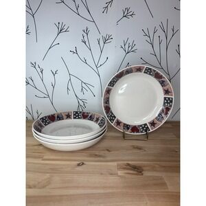 Oneida Majesticware American Quilt Soup Bowls Set of 4 David Carter Brown 7.75in